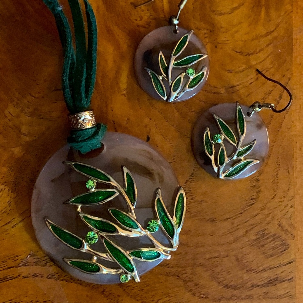 Bamboo Necklace & Earrings set